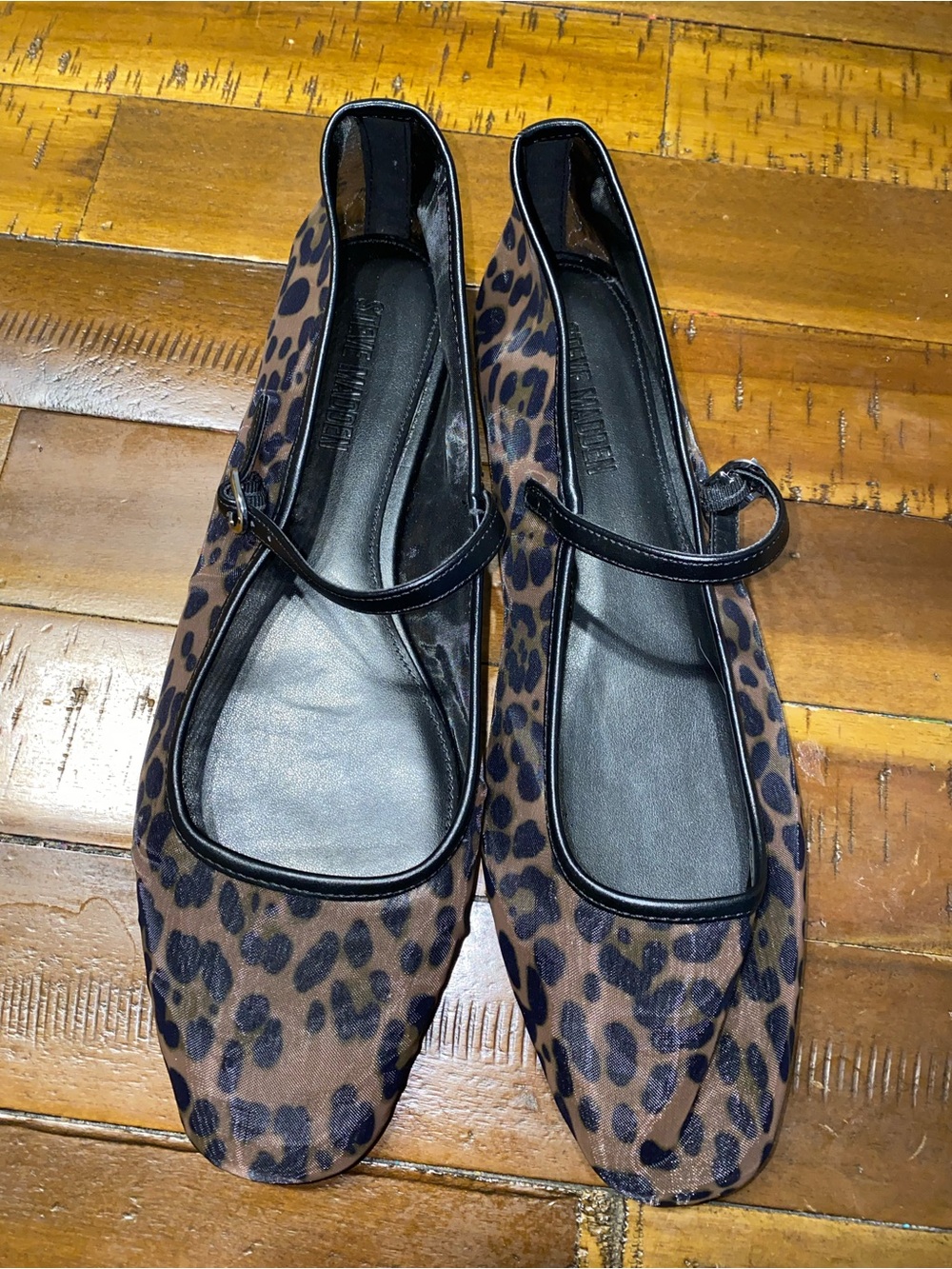 Steve Madden Leopard-Print Mary Jane Flats in Brown and Black